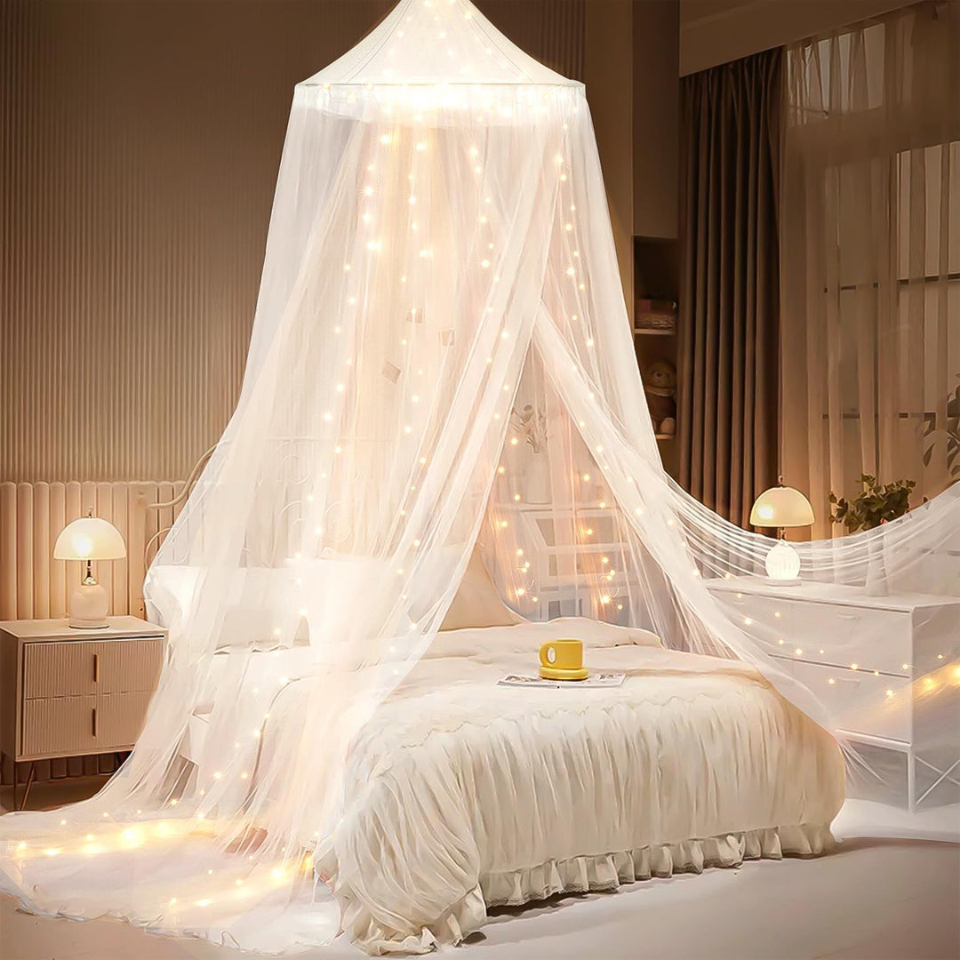 Enchanting Canopy Bed Tent with LED Lights Stornfield