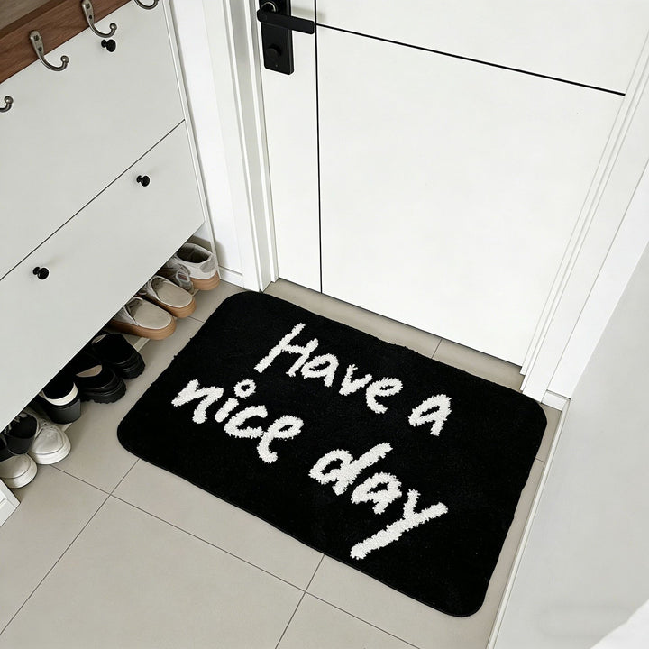 Non-Slip Tufted Welcome Doormat with 'Have a Nice Day' Text