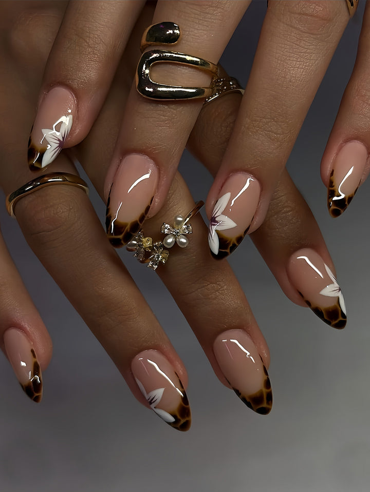 Exquisite Floral Design Stiletto Nails Stornfield