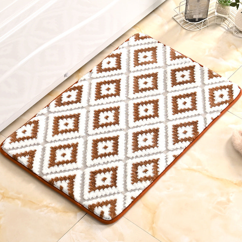 Diamond-Patterned Soft Bathroom Mat