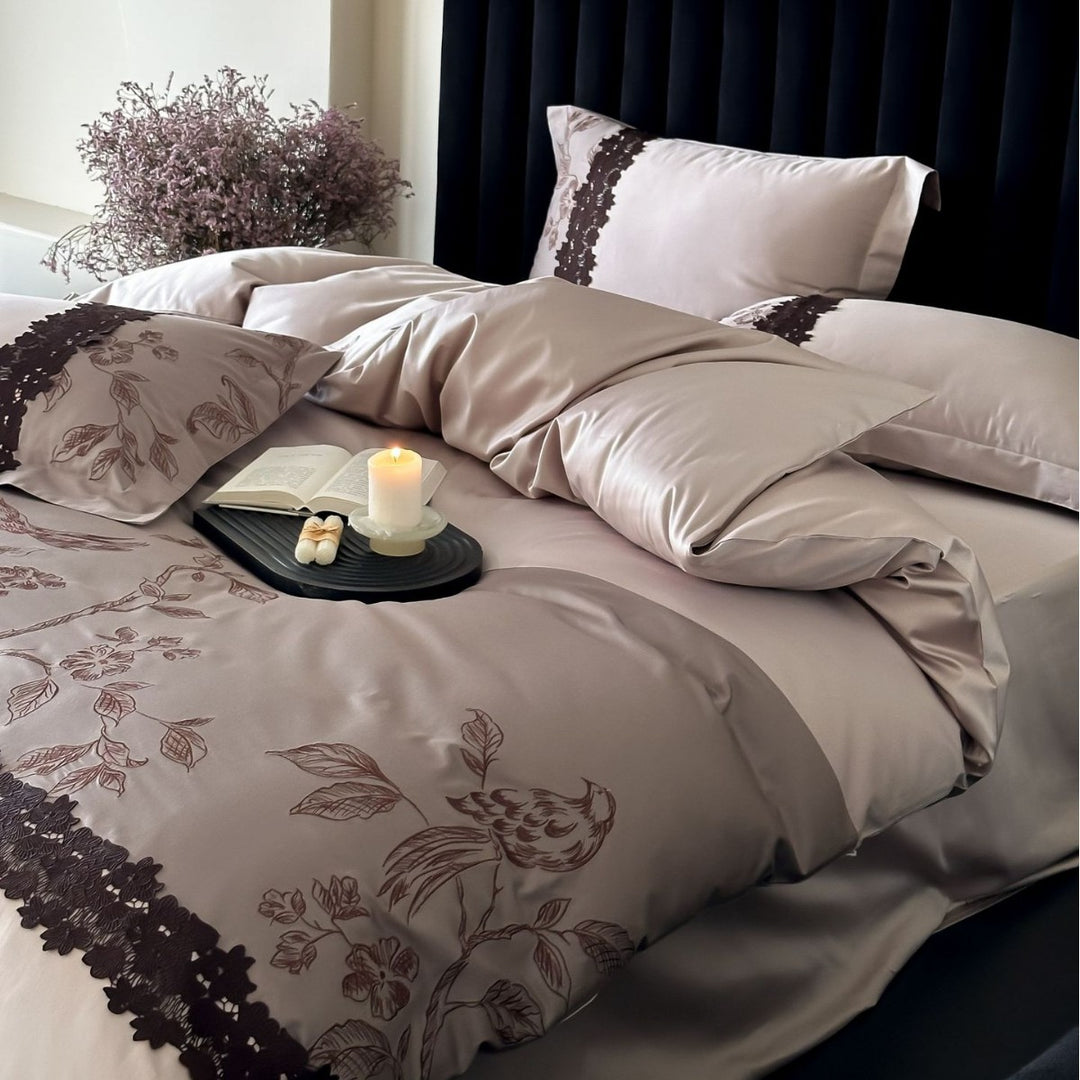 Luxury Embroidered Cotton-Satin Duvet Cover Set