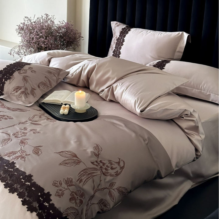 Luxury Embroidered Cotton-Satin Duvet Cover Set