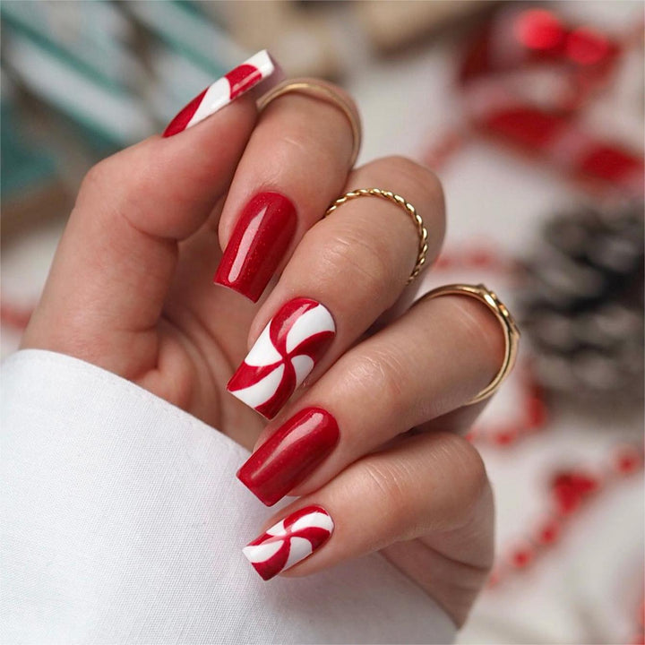 Festive Candy Stripe Nail Art Extensions