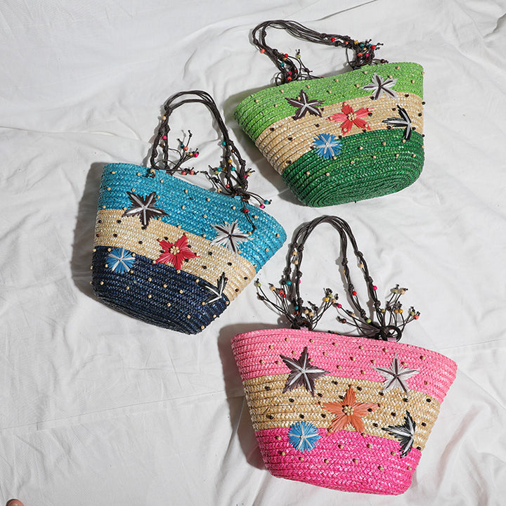 Beach bag with colorful flower pattern Stornfield