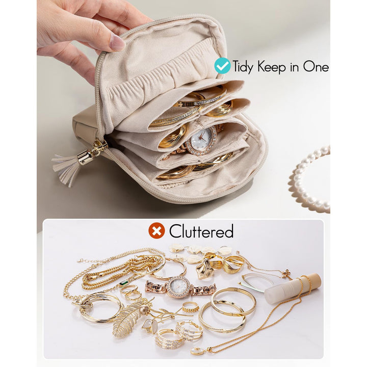 Cosmetic organizer with structured interior and elegant tassel Stornfield
