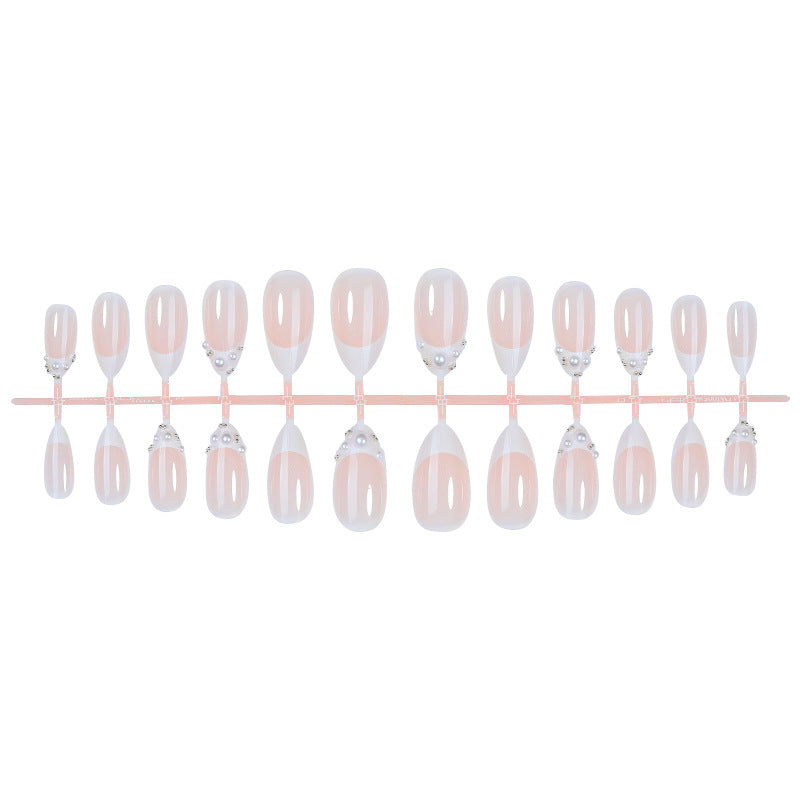 Elegant Press-On Nail Set with Pearlescent Accents Stornfield