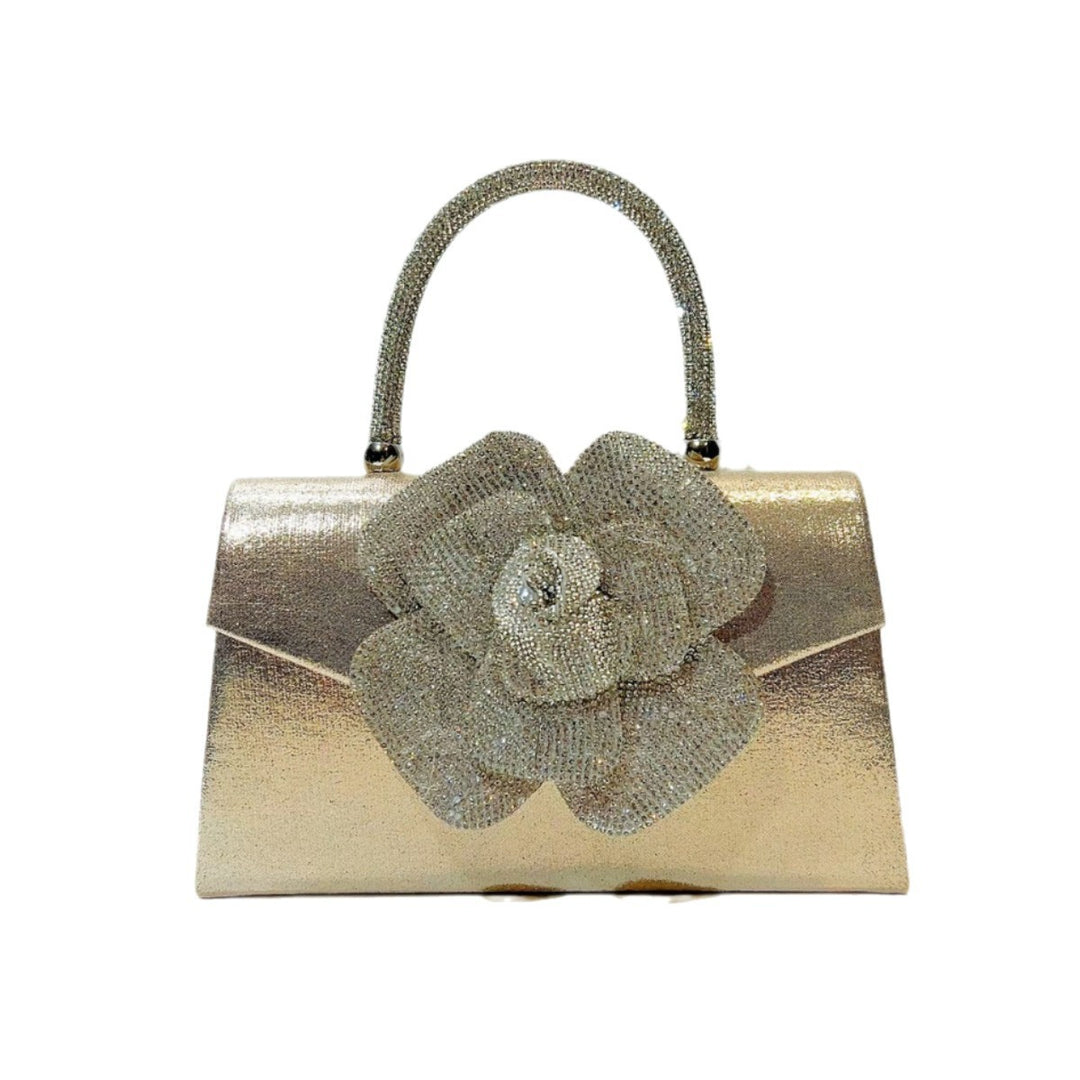 Glamorous Floral-Embellished Evening Handbag