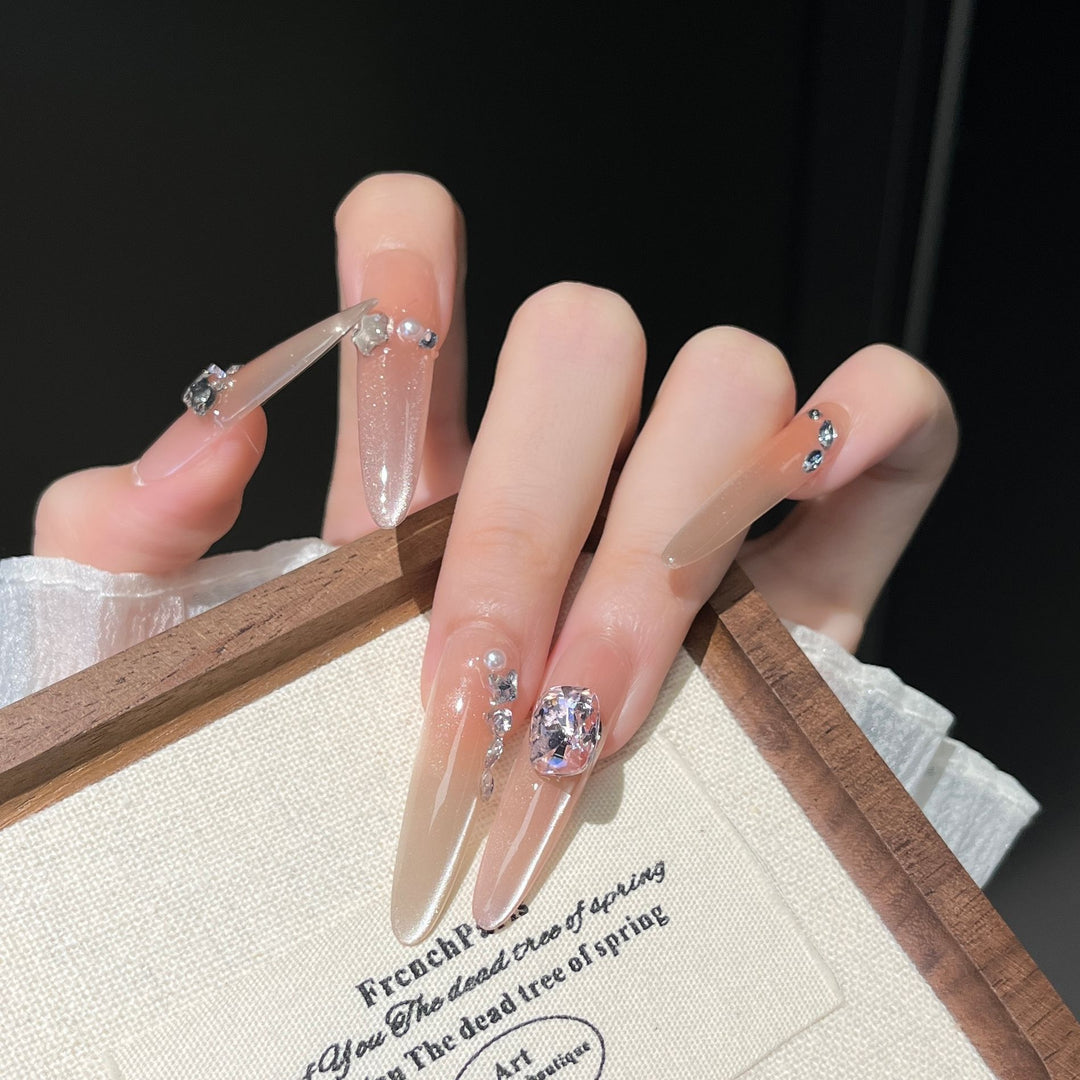 Elegant Rhinestone-Embellished Press-On Nail Extensions Stornfield