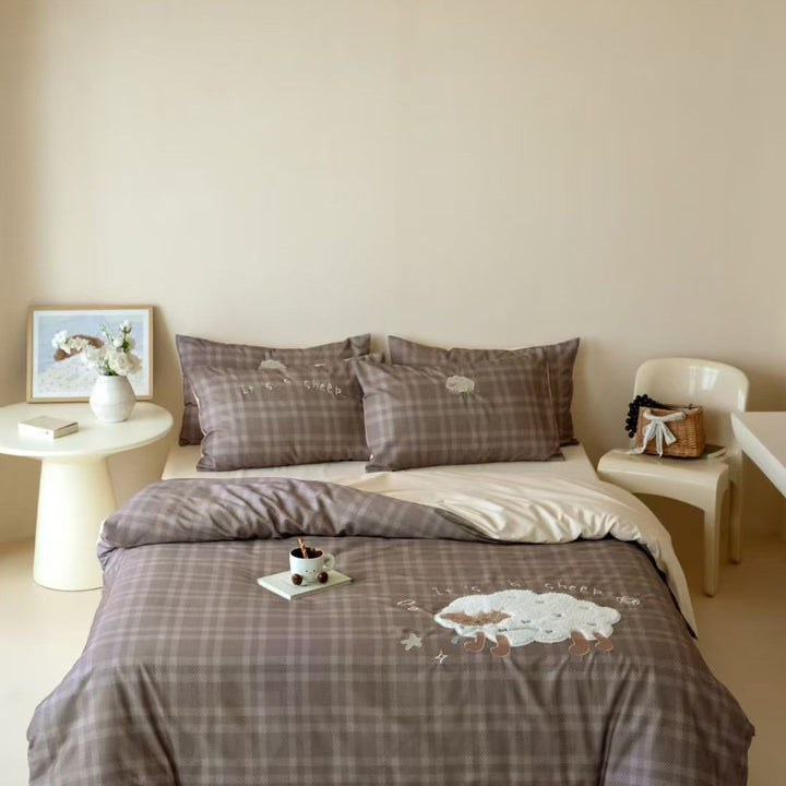 Whimsical Embroidered Cotton Duvet Cover Set with Reversible Back & Deep-Fit Corners