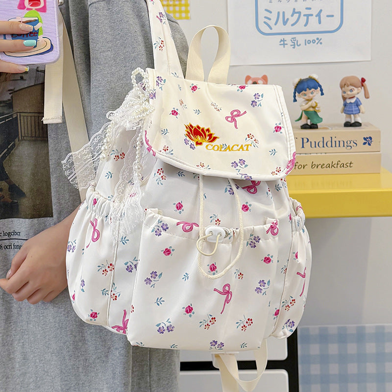 Floral-Embellished Drawstring Backpack Stornfield