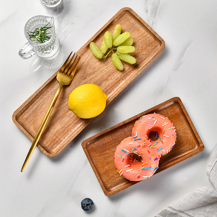 Elegant wooden serving tray with raised edge Stornfield