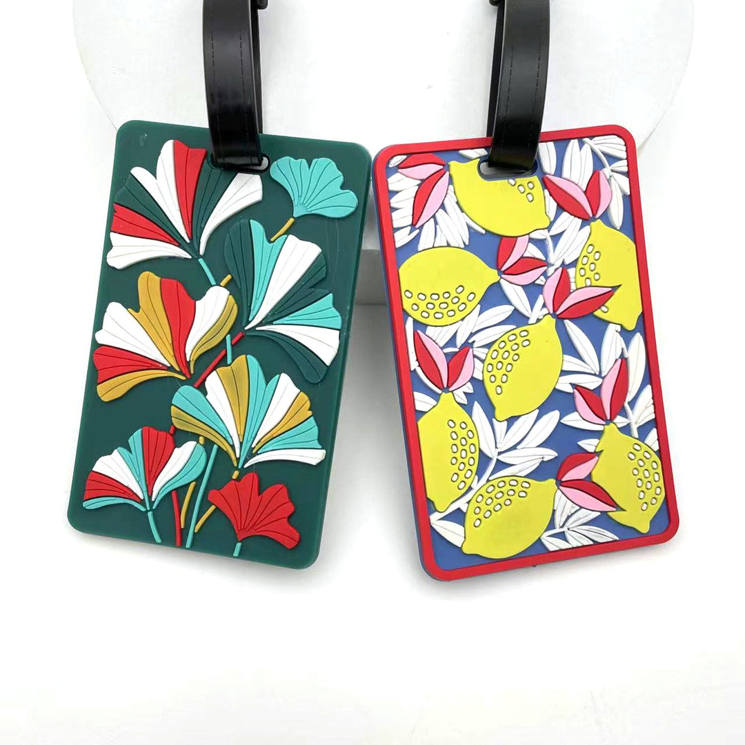 silicone tropical leaf luggage tag with embossed layered design Stornfield