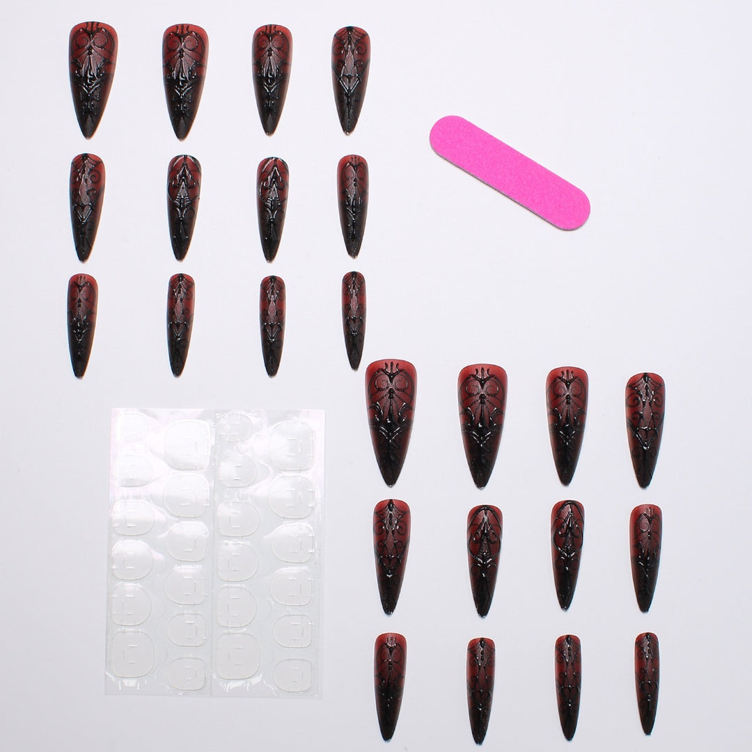 Artificial nail tips with Gothic design and filigree patterns Stornfield