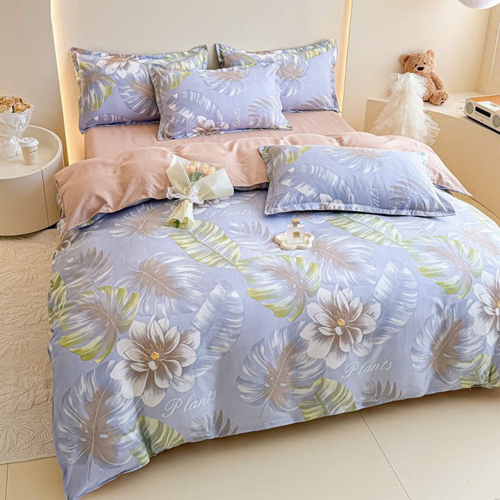 Floral Patterned Reversible Duvet Cover Set