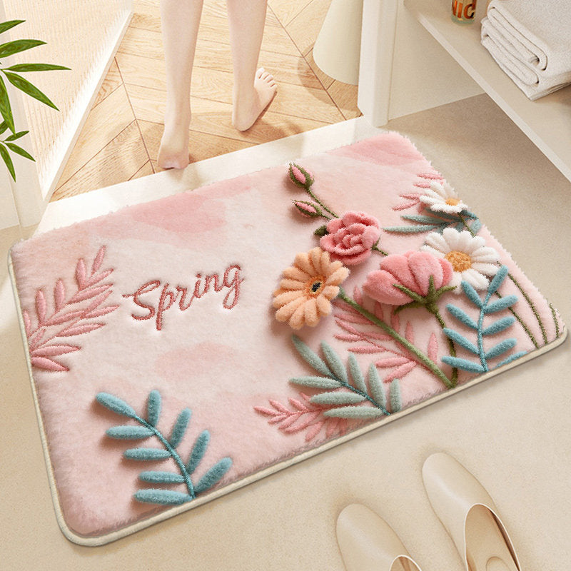 Floral-Themed Soft Microfiber Bath Mat