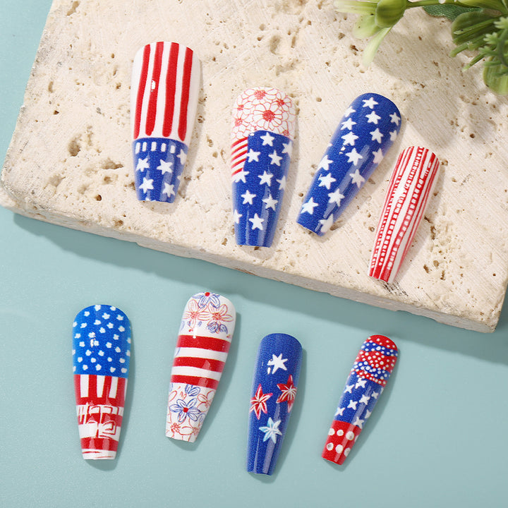 Creative Nail Art Artificial Nails in Patriotic Design Stornfield