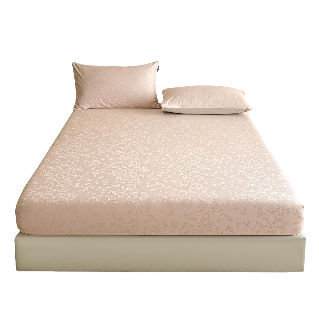 Deep-Pocket Stretch Velvet-Texture Fitted Sheet with All-Around Elastic Skirt