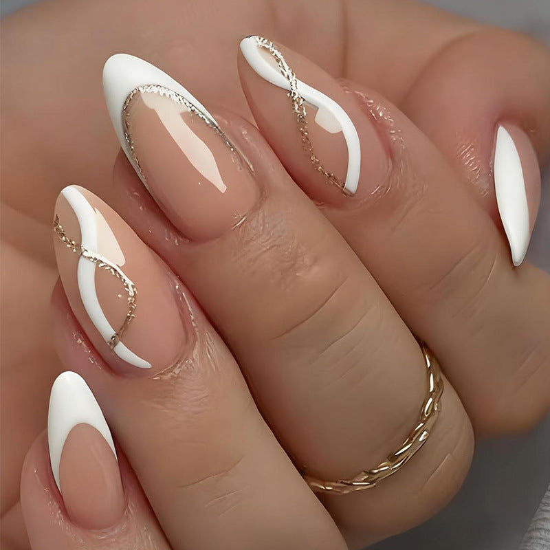 Nail art set with elegant lace design and glamorous accents Stornfield