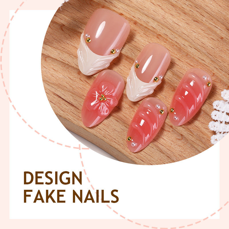Nail set with luxurious flower and glitter accents Stornfield