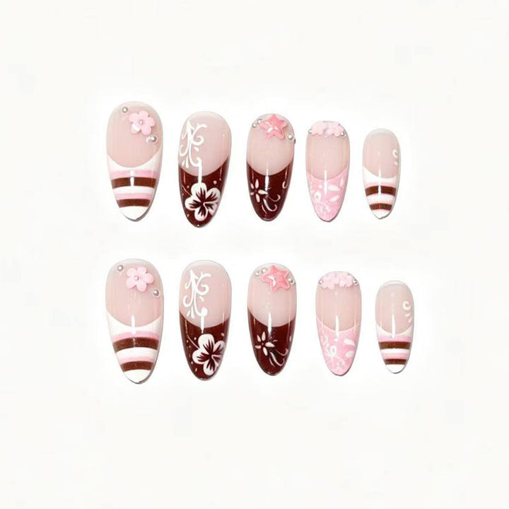 Artistic Floral Press-On Nail Tips Stornfield