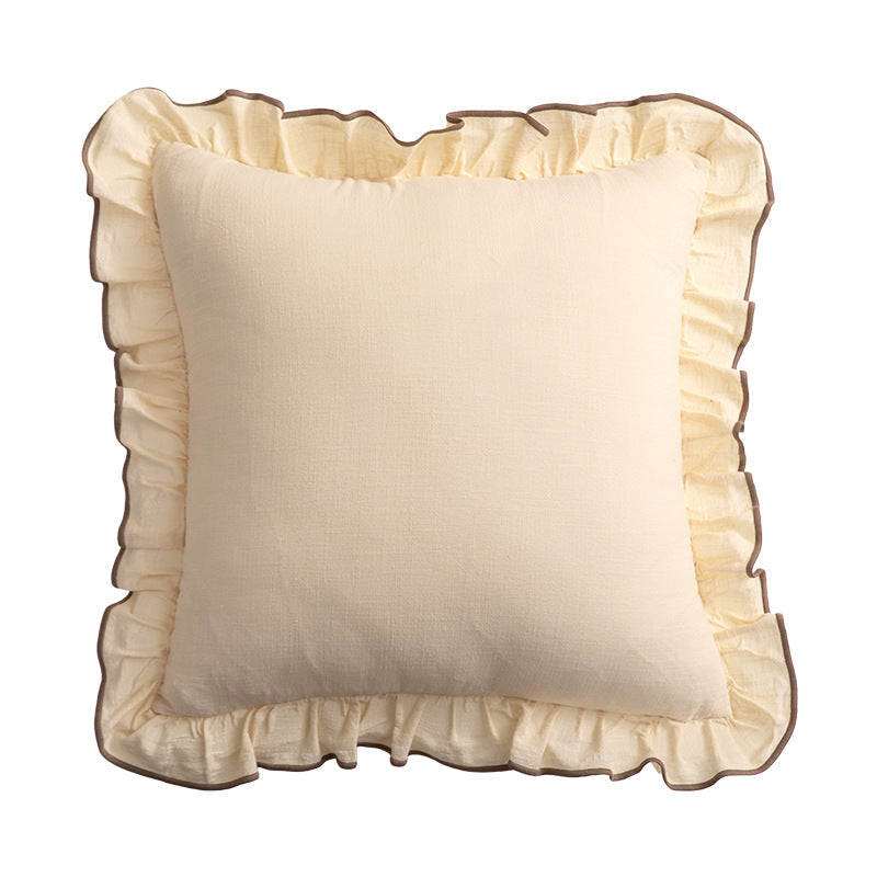 Decorative cushion with frill ruffle and linen texture Stornfield