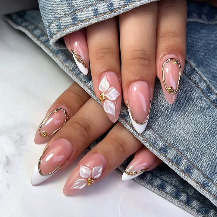 Elegant Floral Design Acrylic Nail Art Stornfield