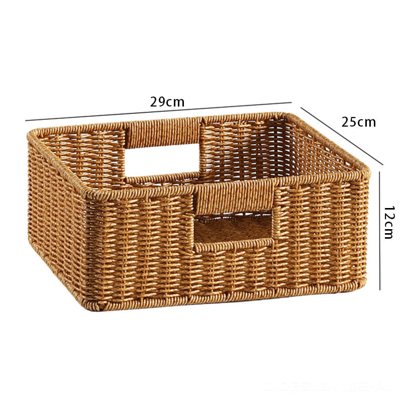 Handwoven Rectangular Storage Basket with Cut-Out Handles Stornfield