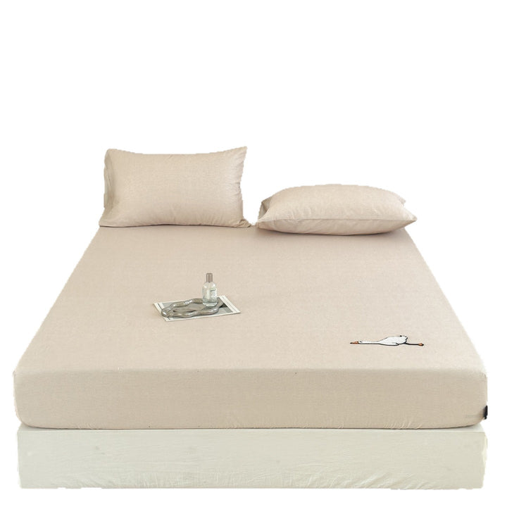 Stretch Fitted Mattress Sheet with Embroidered Goose Patch and Deep Pocket Elastic