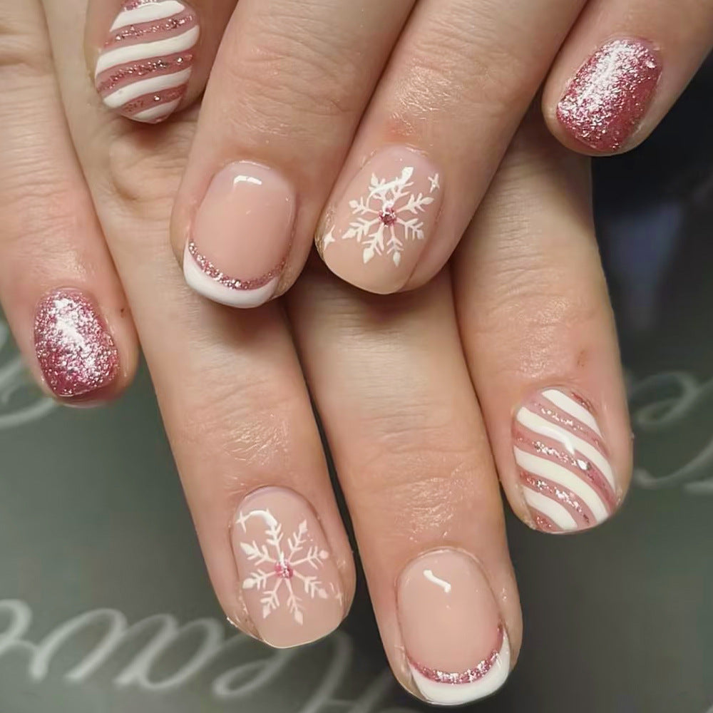 Festive Winter-Themed Press-On Nail Art Design Stornfield