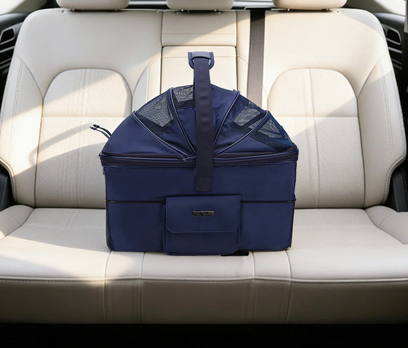 collapsible breathable pet carrier bag with reinforced base and padded handles Stornfield