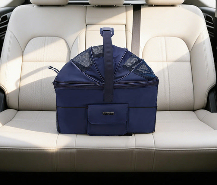 collapsible breathable pet carrier bag with reinforced base and padded handles Stornfield