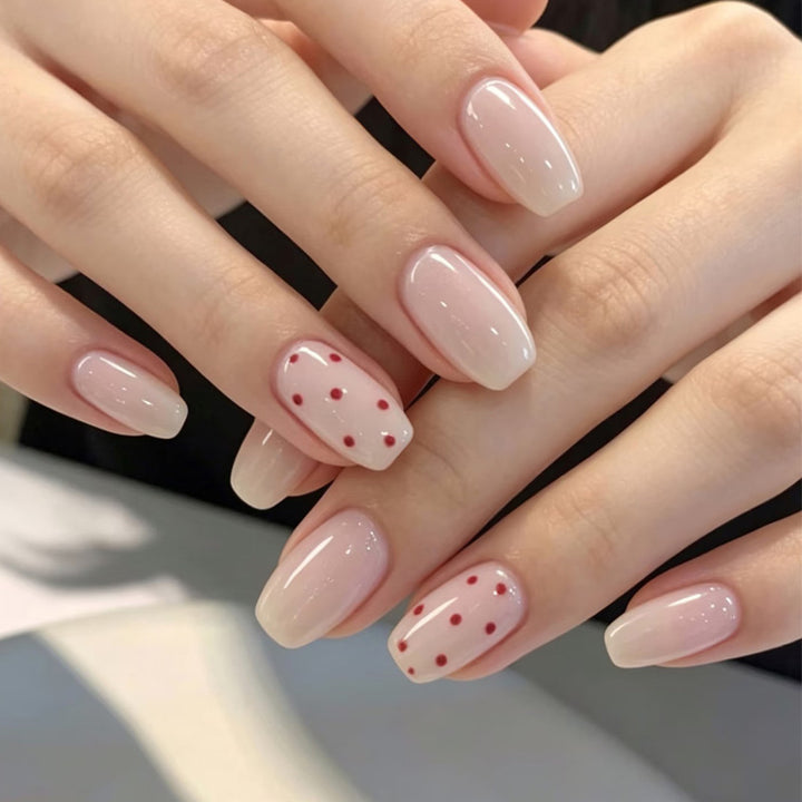 Artistic Press-On Nails with Elegant Polka Dot Design Stornfield