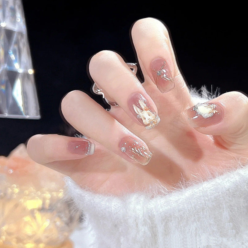 Decorative Press-On Nail Art with Elegant Black Tips Stornfield