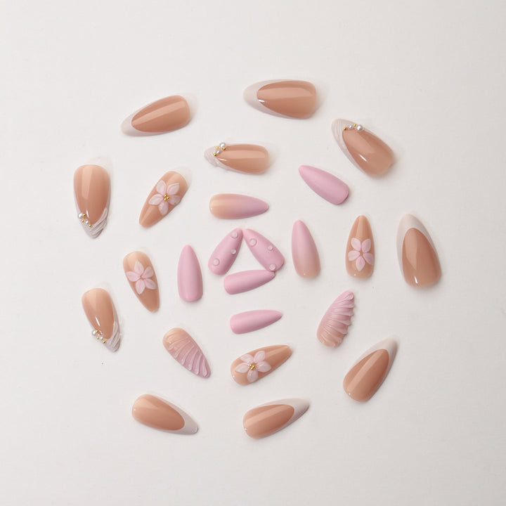 Creative nail art set with floral and shimmering design Stornfield