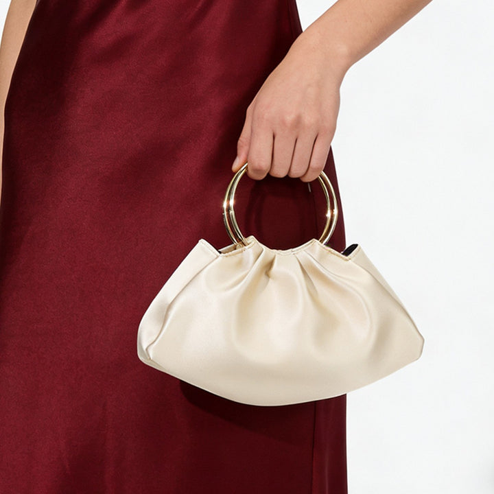 Satin Ring Handle Evening Bag