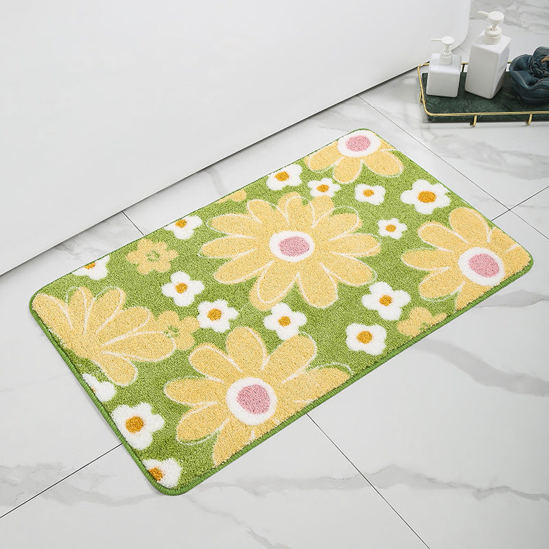 Lemon-Printed Plush Bath Mat