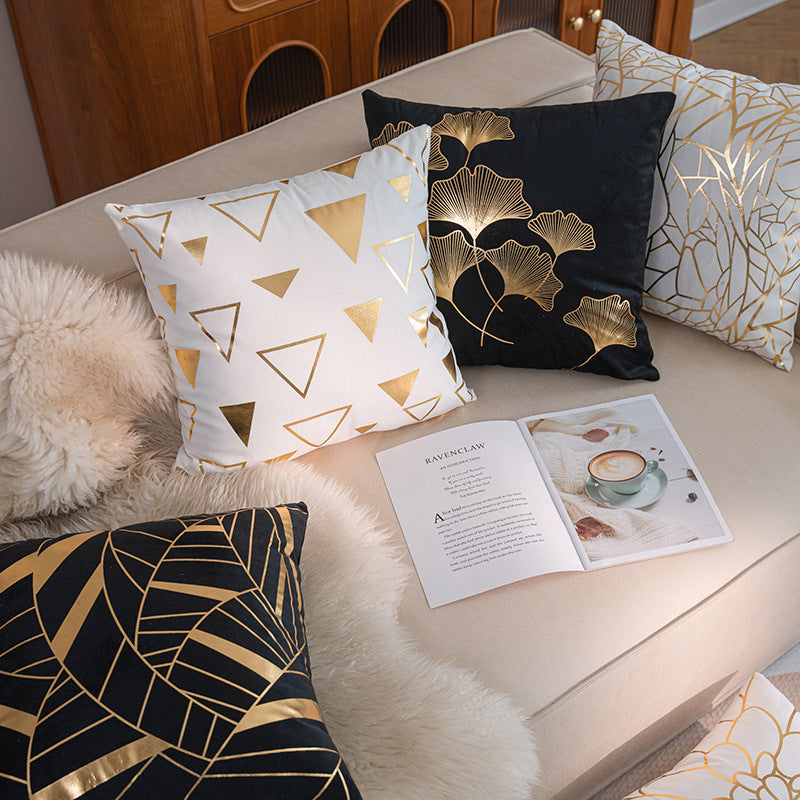 Geometric Foil-Pattern Decorative Throw Pillow Cover