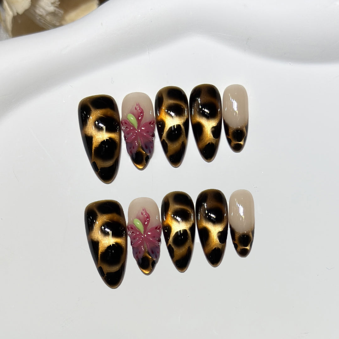 Artistic Stiletto Nail Tips with Floral Design Stornfield
