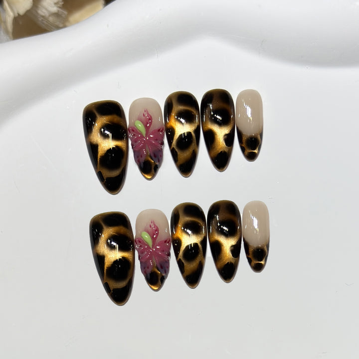 Artistic Stiletto Nail Tips with Floral Design Stornfield