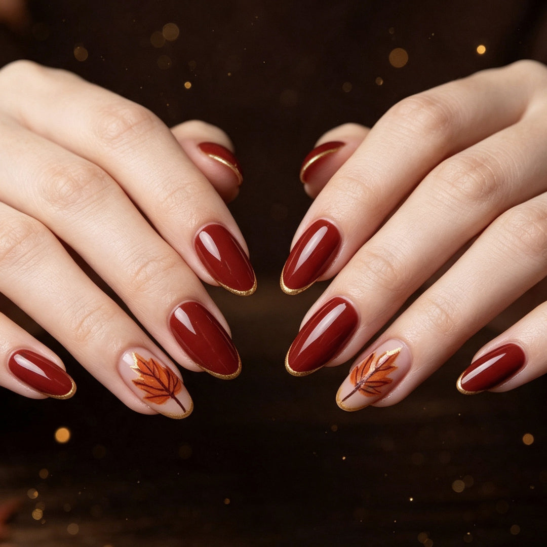 Decorative Autumn-Themed Nail Art Enhancements Stornfield