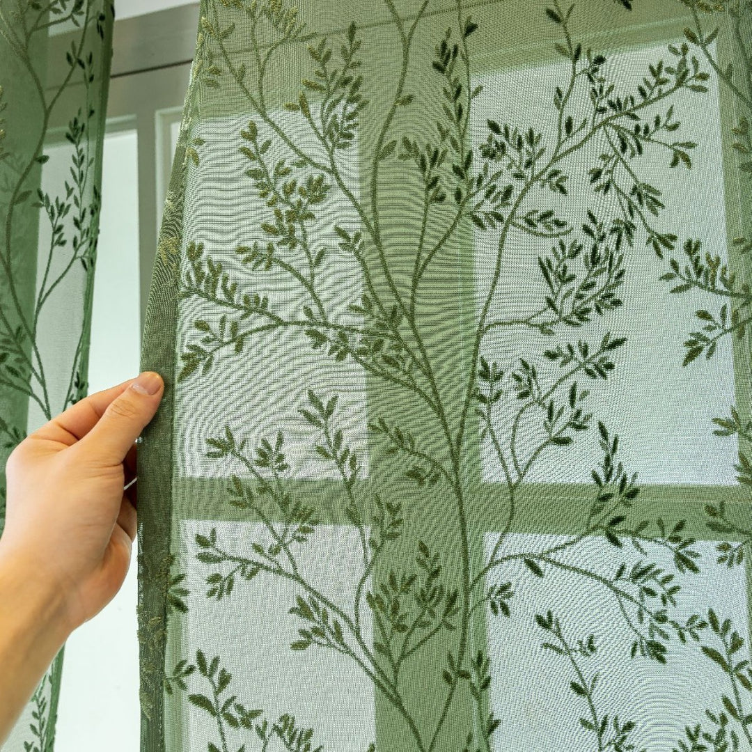 WoFloral Embroidered Sheer Curtain Stornfield