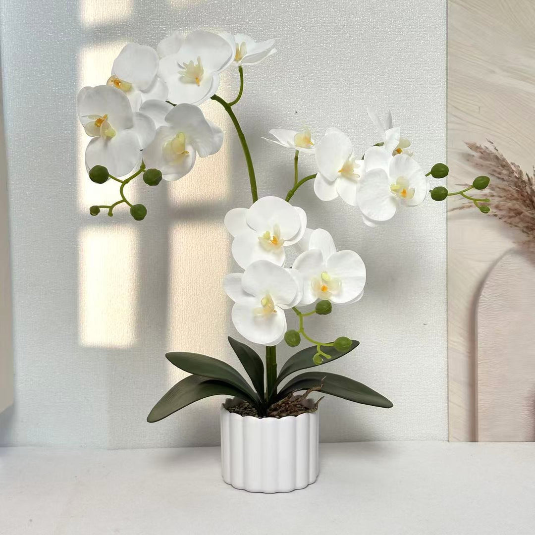 Realistic Artificial Orchid Flower Arrangement for Home Decor