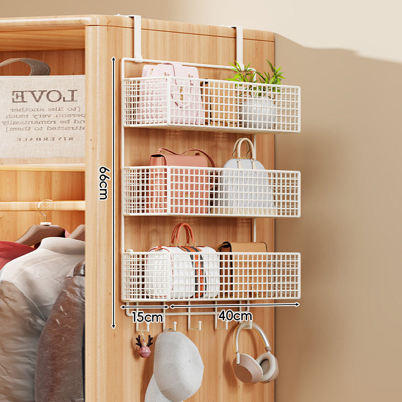 Over-the-Door Multi-Tier Metal Grid Hanging Storage Organizer