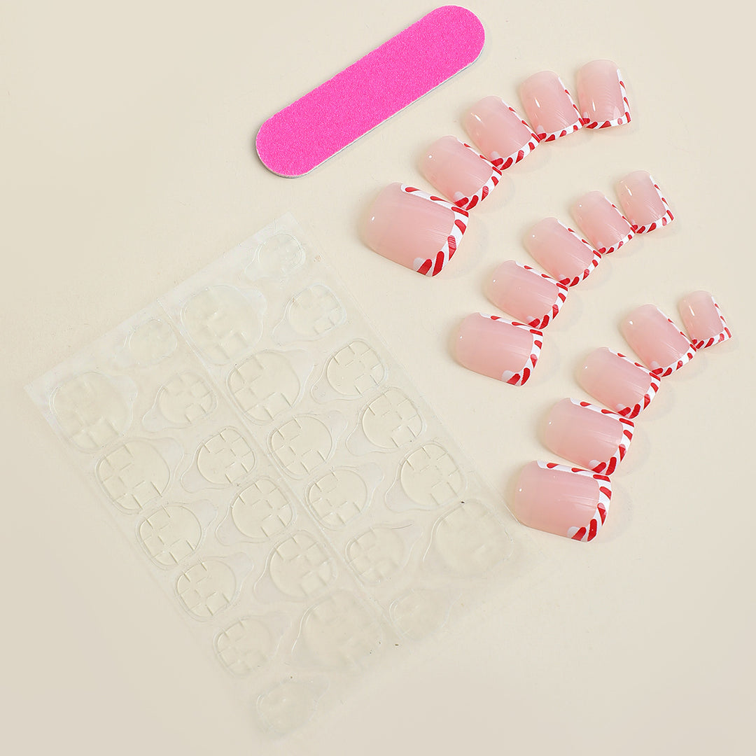 Creative nail art set with festive candy cane design Stornfield