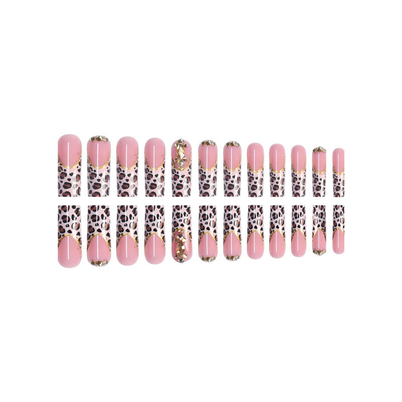 Decorative Stiletto Press-On Nails with Gold Accents Stornfield