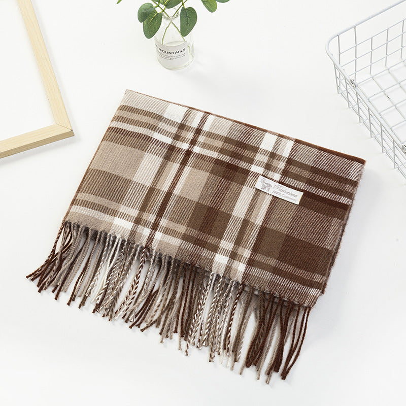 Women Plaid-Fringe Scarf made of soft material Stornfield