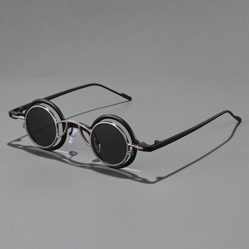Women's Retro Round Sunglasses with Double Frame Stornfield