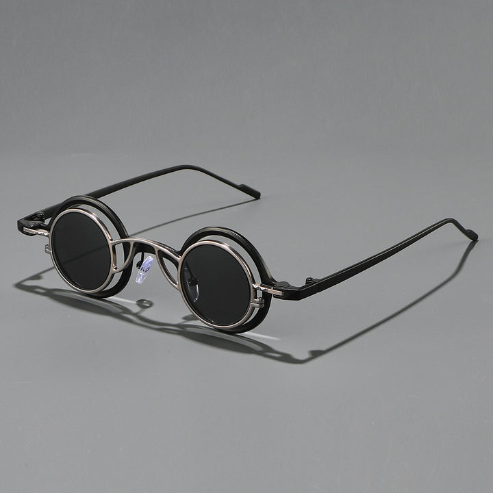 Women's Retro Round Sunglasses with Double Frame Stornfield