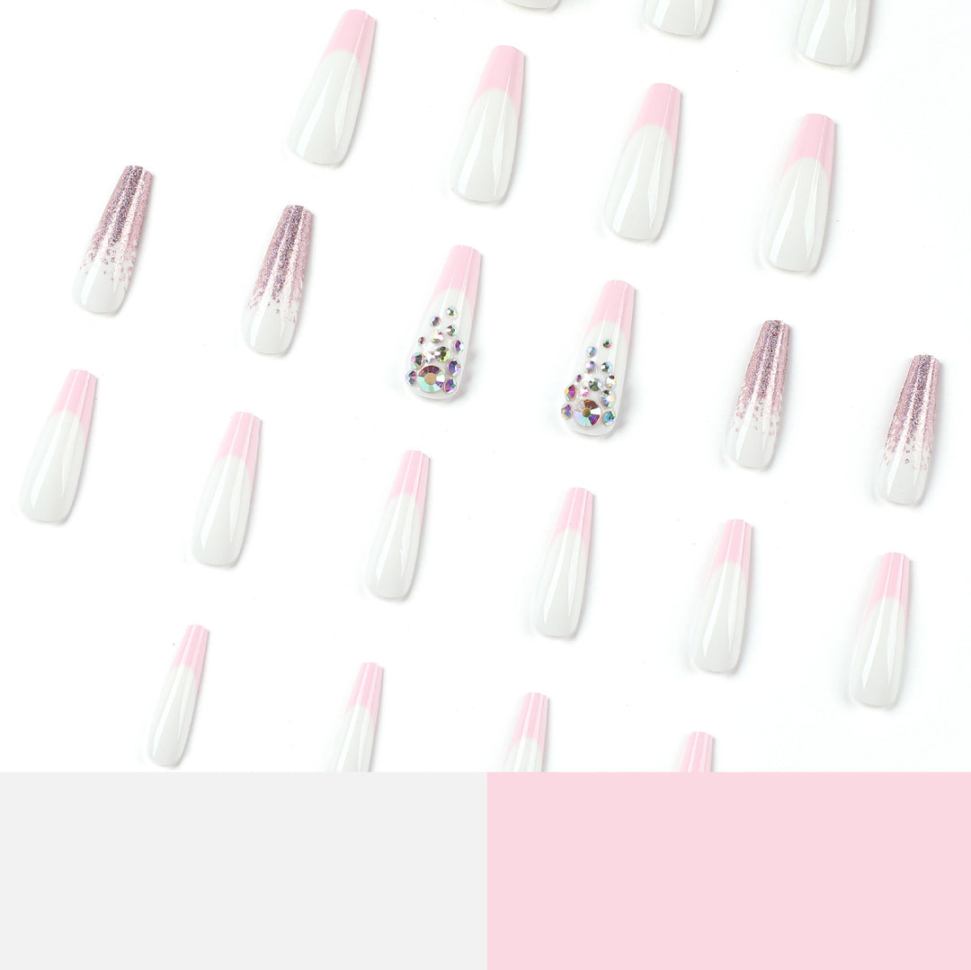 Artful Nail Extensions with Glitter and Rhinestone Decorations Stornfield