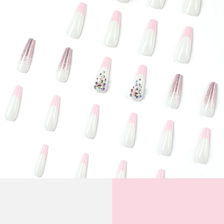 Artful Nail Extensions with Glitter and Rhinestone Decorations Stornfield